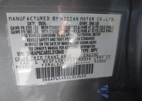 2025 Nissan Kicks Sv Fwd z USA, uszkodzony, nr VIN 3N8AP6CA8SL313640
